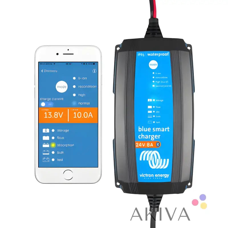 Blue Smart IP65 Charger with smartphone app monitoring for efficient battery management