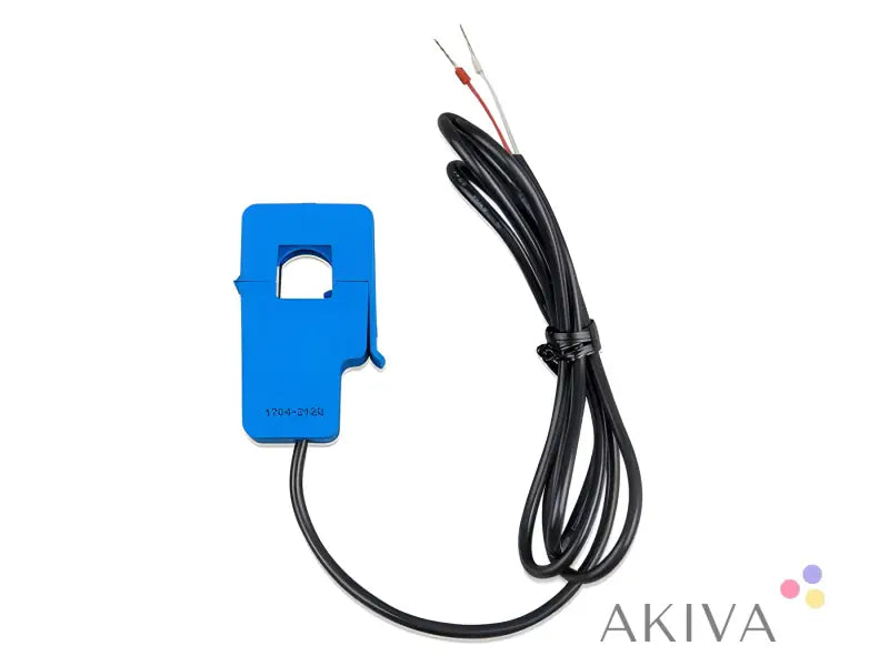 Blue Current Transformer 100A with black cable and exposed wire ends for 20m wire-end