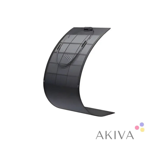 Curved black ECOFLOW 100W FLEX solar panel with textured surface pattern