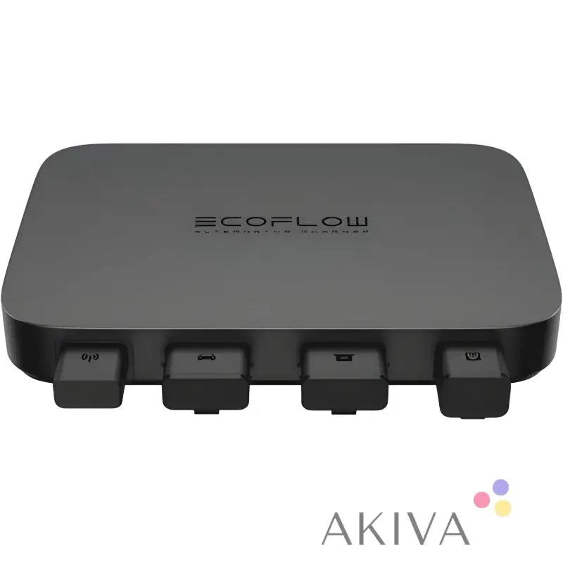 Black EcoFlow Alternator Charger device with four front button controls for easy use