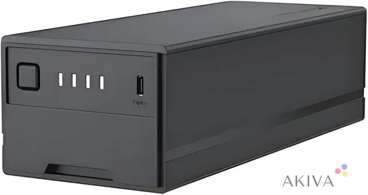 Black external hard drive enclosure with LED and ports for EcoFlow Glacier Plug-in Battery