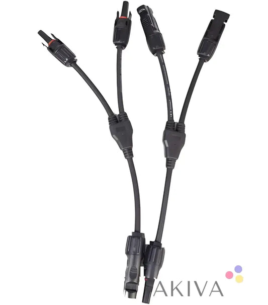 Black Y-shaped power cable splitter with multiple connectors for EcoFlow MC4 Solar Extension