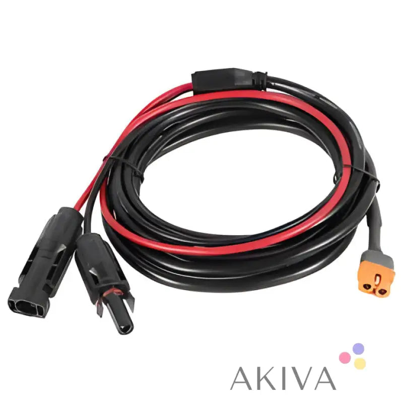 Red and black ECOFLOW MC4-XT60I cable-2.5m with connectors on each end for power transfer