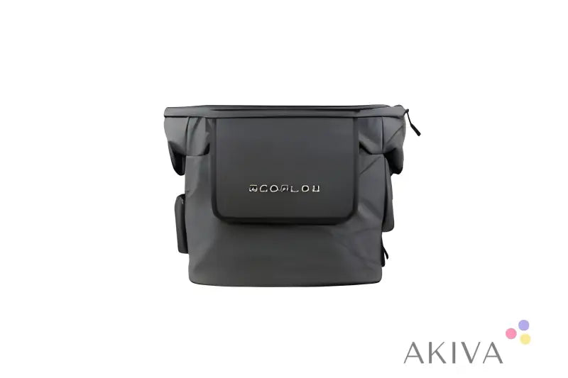 Black nylon ECOFLOW MM100-HUB-bag with zippered top and front flap pocket