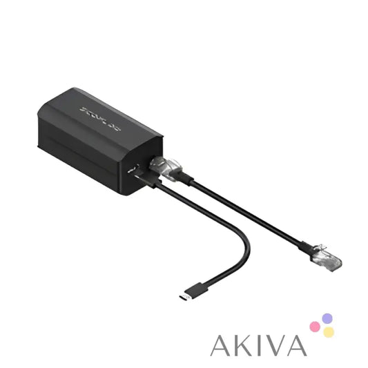 Black ECOFLOW Power Hub AC Charge Adapter with USB and Ethernet cables attached