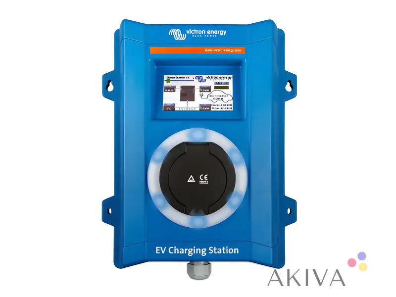 Blue Victron Energy EV Charging Station with digital display for off-grid power solutions