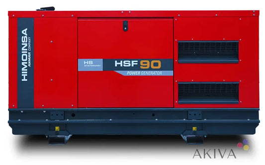 Red and black Himoinsa HSF-90 T5 400V industrial diesel generator with ventilation grilles