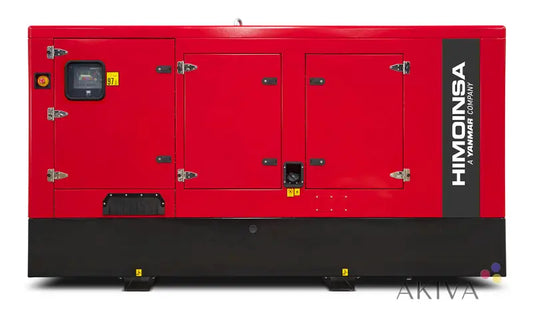 Red Himoinsa HFW-200-T5 S3a 400V diesel generator with black base panel