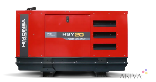 Red Himoinsa Generator HSY-20-T5 S5 400V with black base and ventilation slots