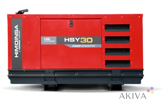 Red and black Himoinsa Generator HSY-30-T5 S2 400V with 400V 3-phase output