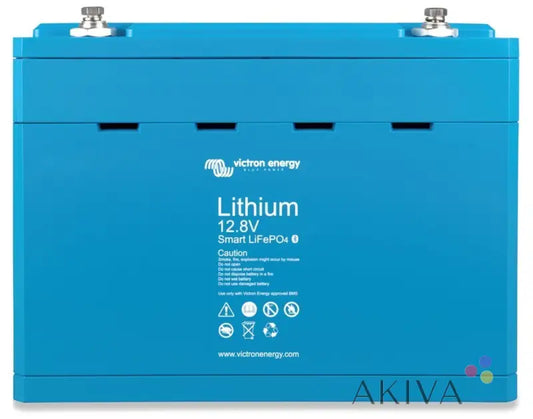 Bright blue Victron Energy LiFePO4 battery 12.8V 100Ah Smart for off-grid power solutions