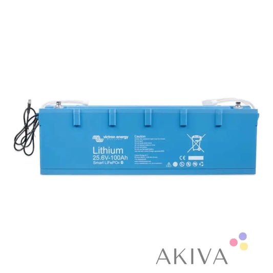 Blue LiFePO4 Battery 25.6V/100Ah Smart for off-grid power solutions with specifications