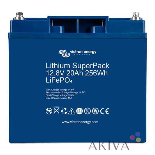 Blue Victron Energy Lithium SuperPack 12.8V 20Ah for off-grid power solutions