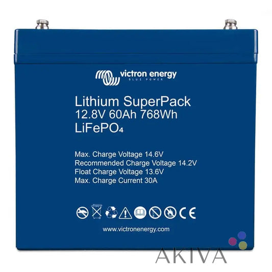 Blue Victron Energy Lithium SuperPack 12.8V 60Ah for off-grid power solutions