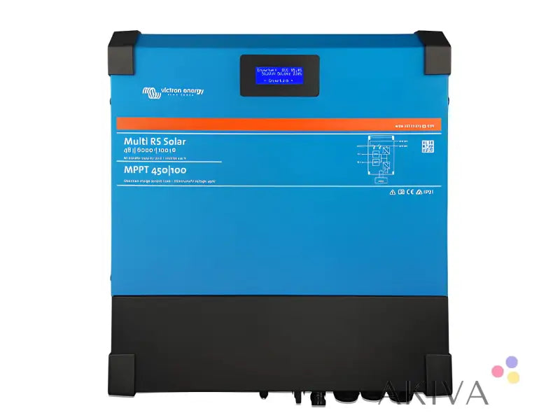 Blue and black Victron Energy Multi RS Solar inverter/charger for off-grid power solutions