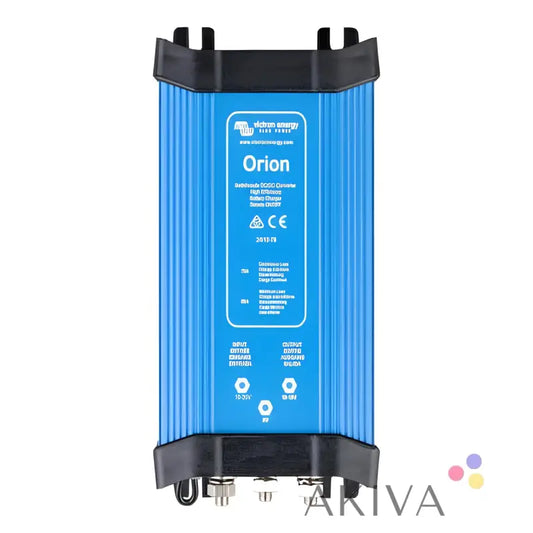 Blue Orion 12-70A DC-DC Converter IP20 with black end caps and connection ports