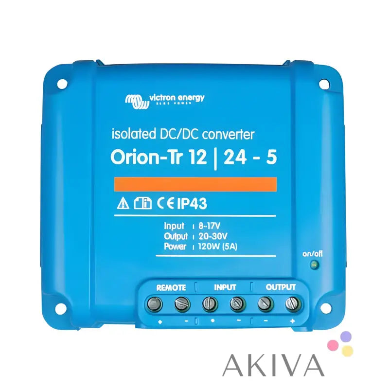 Blue Victron Energy Orion-Tr 12-30A isolated DC-DC converter with connection terminals