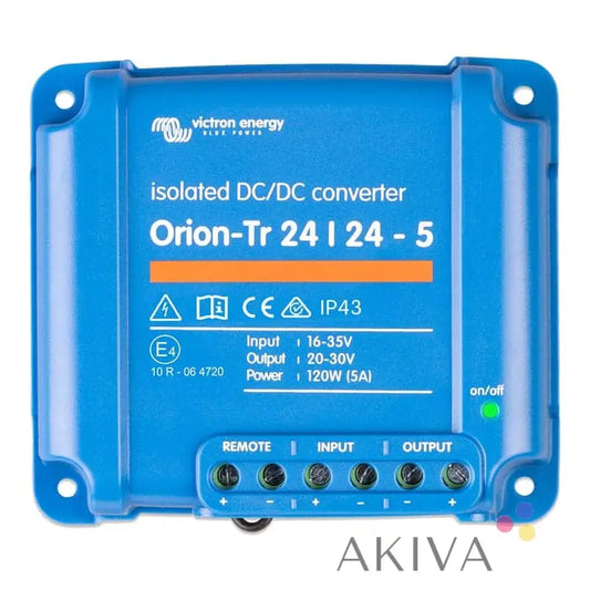 Blue Victron Energy Orion-Tr 24/24-5A Isolated DC-DC Converter with connection terminals