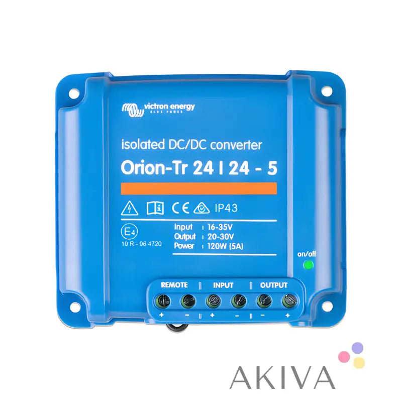 Blue Victron Energy Orion-Tr 24-5A Isolated DC-DC Converter with input/output terminals