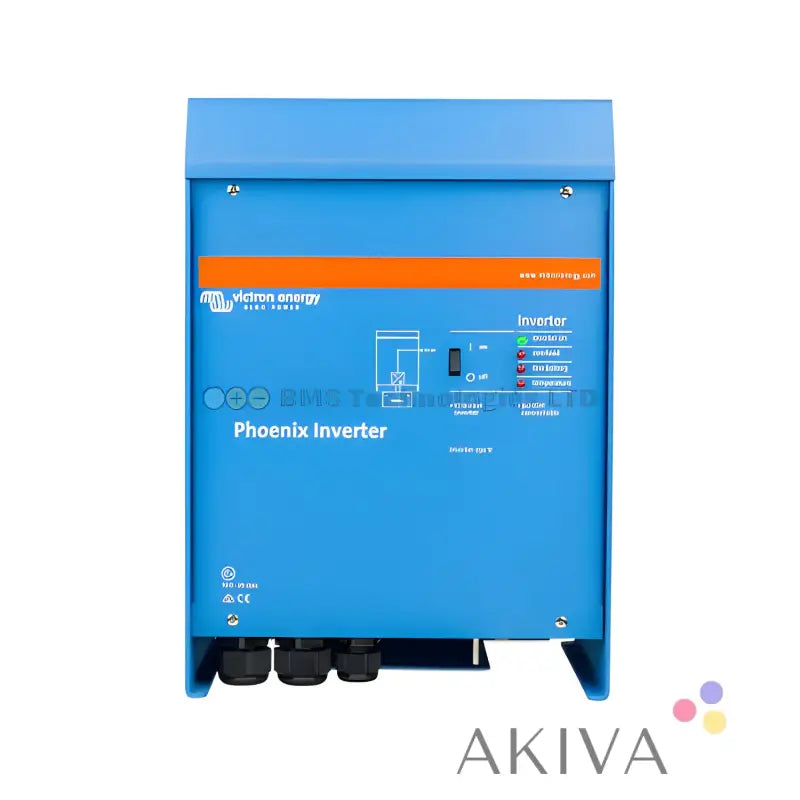 Blue Victron Phoenix Inverter 48/5000 for off-grid power solutions with LED indicators