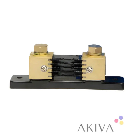 DC current shunt resistor with brass terminals on black base for Shunt 500A/50mV