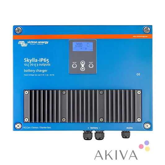 Blue Victron Energy Skylla-IP65 12/70 battery charger for off-grid power solutions 120-240V