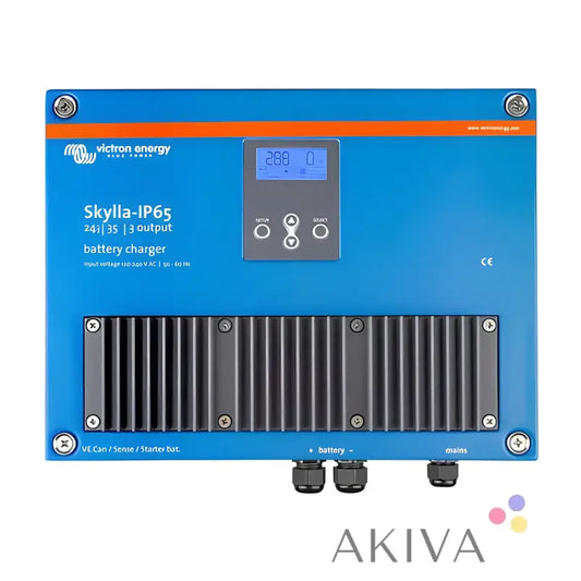 Victron Energy Skylla-IP65 120-240V battery charger with cooling fins and digital display